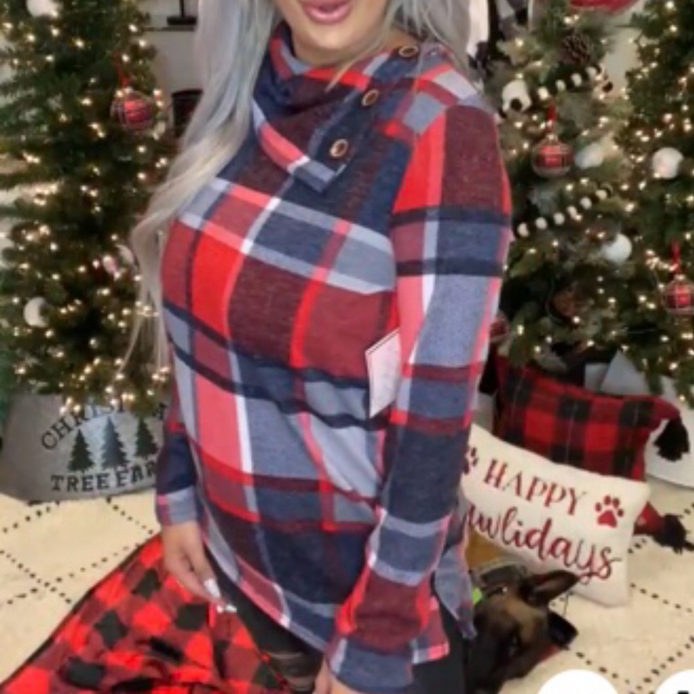 White birch Long sleeve plaid top. Small. - Picture 2 of 6
